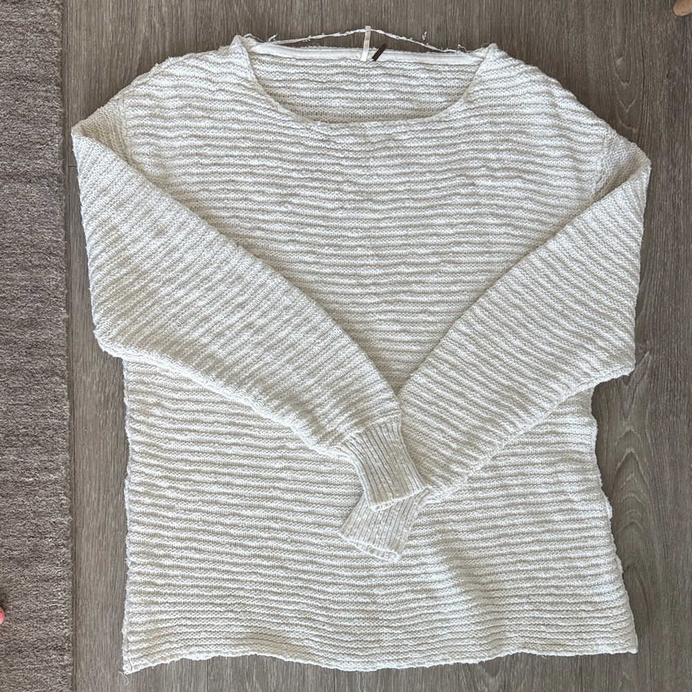 Free People Cream Textured Sweater